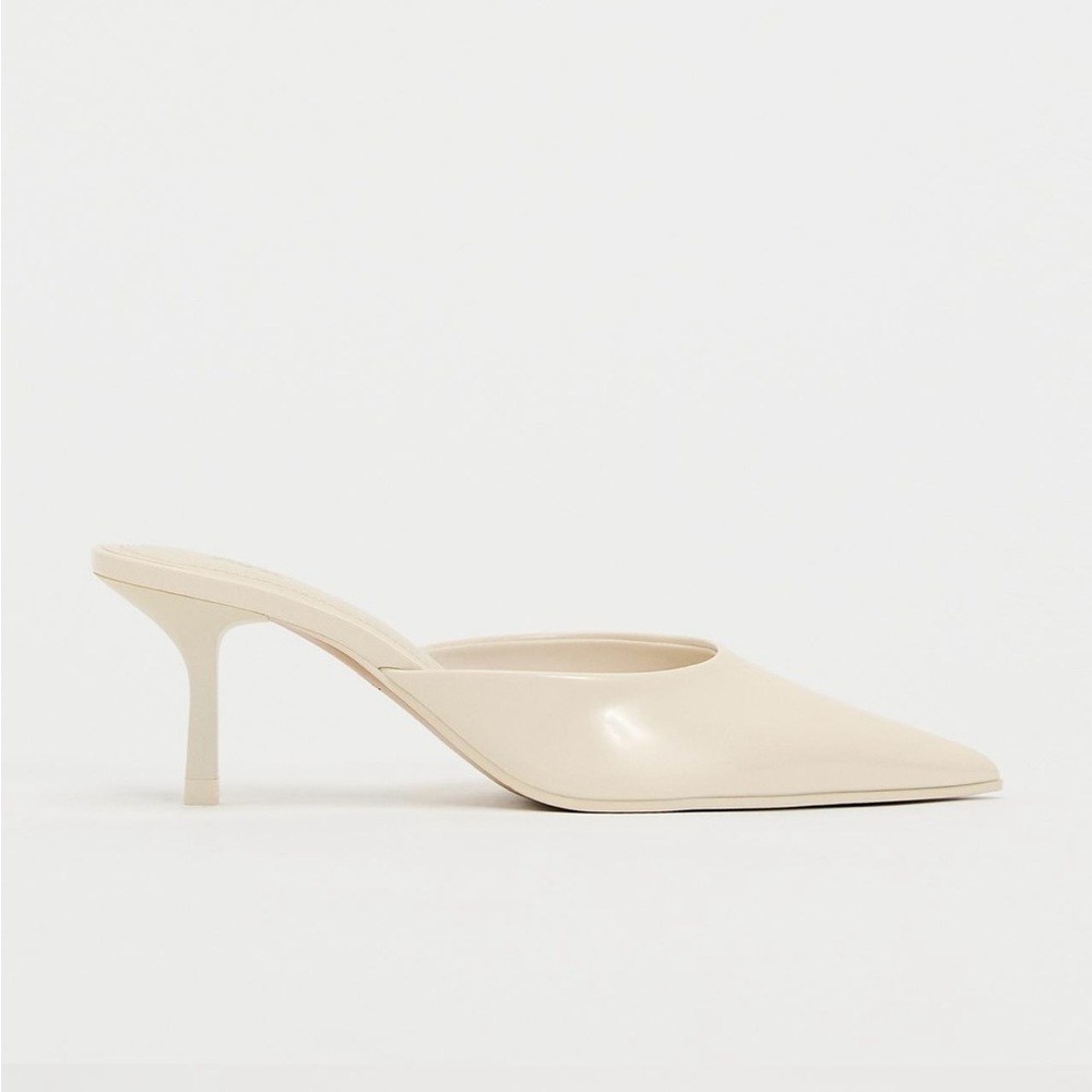 Zara Faux Latent Leather Heeled Mules